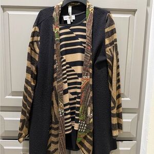 Maximalist Striped and Patterned Cardigan and Top Set